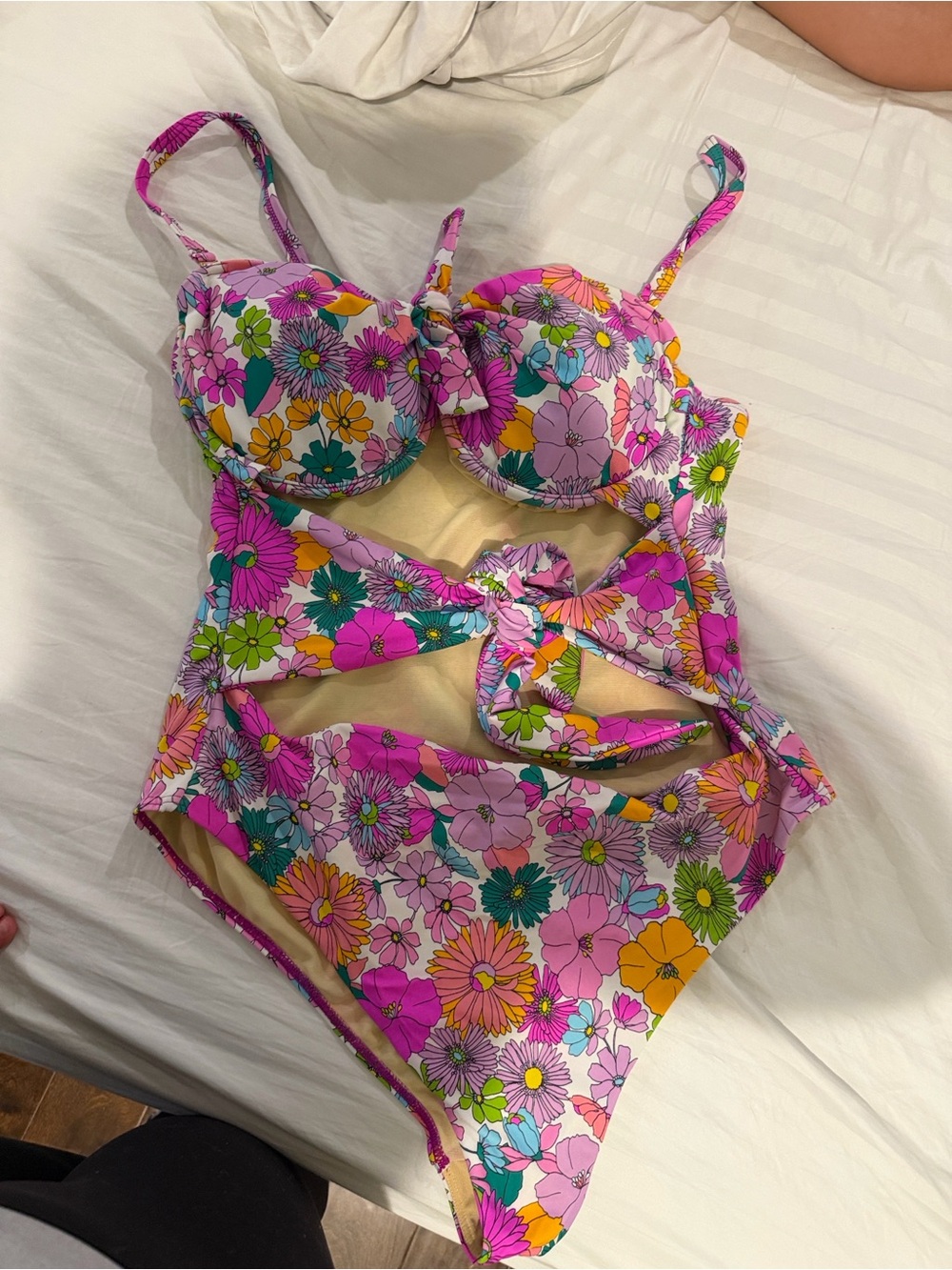 Swimsuits For All Pink Floral Cutout One-Piece Swimsuit